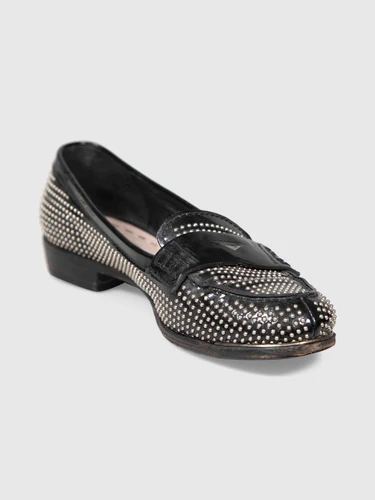 Miu Miu Black Patent Studded Loafers