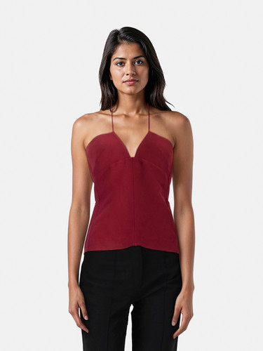 Nensi Dojaka Red Halterneck Sleeveless Top