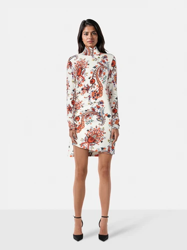 Paco Rabanne Floral Mock Neck Dress