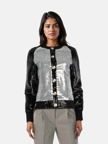 Balmain Silver & Black Sequin Jacket