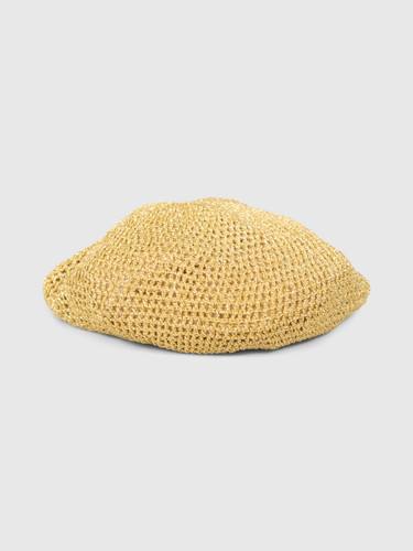 Gucci Gold Metallic Knitted Beret