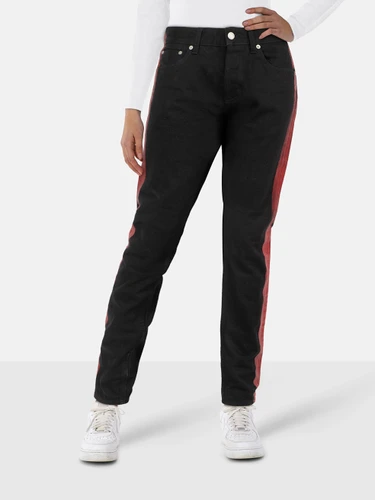Alexander McQueen Black & Red Stripe Skinny Jeans