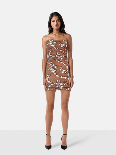 KNWLS Thorny Brown Bodycon Mini Skinn Dress