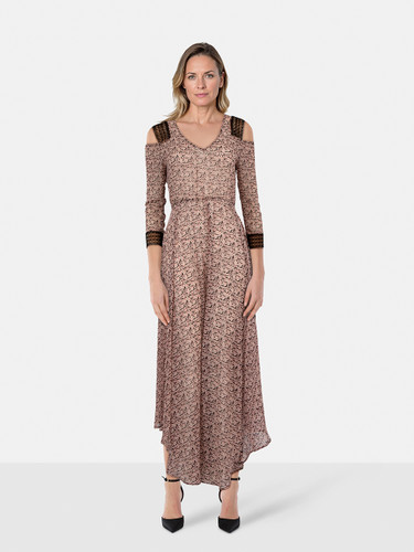 Maje Floral Long Sleeve Sheer Maxi Dress
