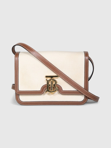 Burberry Ecru Canvas TB Shoulder Bag