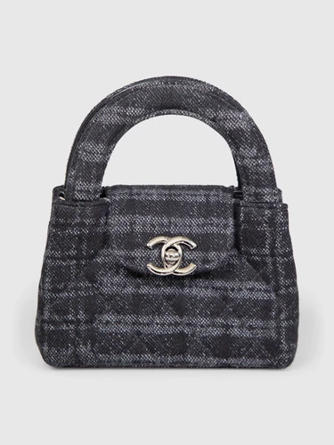 Chanel Grey Tweed Quilted Micro Kelly