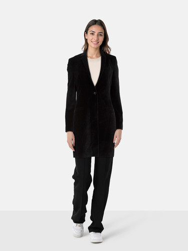 All Saints Black Velvet Leni Coat