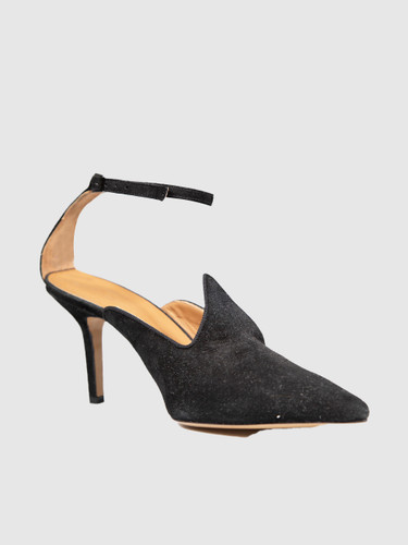 Le Monde Beryl Black Ankle Strap Suede Heels