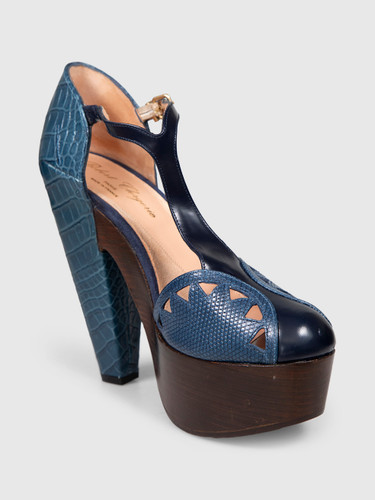 Clergerie Blue Leather Platform Heels