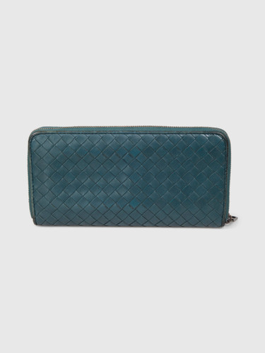 Bottega Veneta Dark Teal Intrecciato Wallet