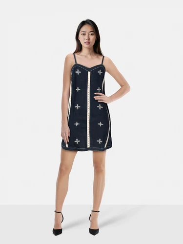 Vita Kin Navy Embroidered Camisole Dress