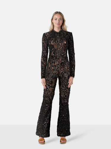 Nadine Merabi Black Sequinned Jumpsuit