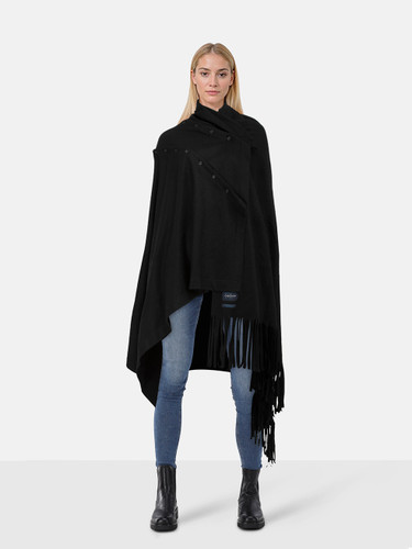 Yohji Yamamoto Regulation Yohji Yamamoto Black Wool Fringed Shawl