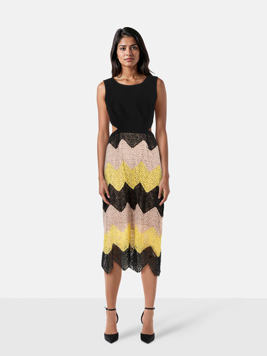 BCBG Max Azria Backless Chevron Pattern Dress