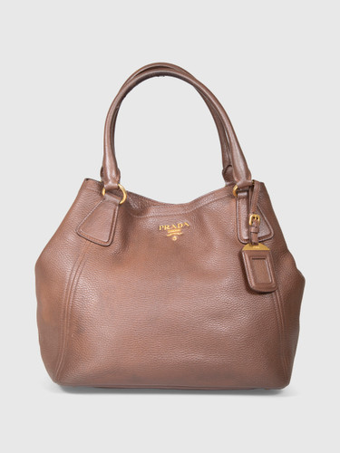 Prada Brown Vitello Daino Leather Tote Bag