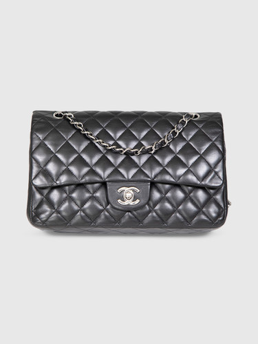 Chanel Black Quilted Lambskin Jumbo Double Flap Bag