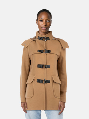 Claudie Pierlot Brown Wool Fur Trim Coat
