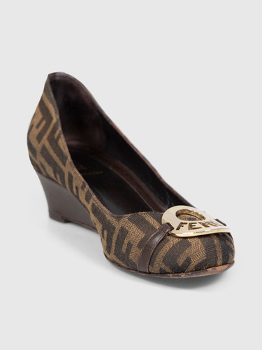 Fendi Brown Zucca Print Wedges Fendi Brown Zucca Print Wedges