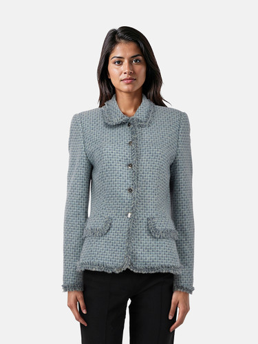 Escada Blue Cashmere Tweed Blazer
