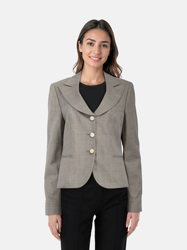 Giorgio Armani Grey Wool Mid Length Buttoned Blazer