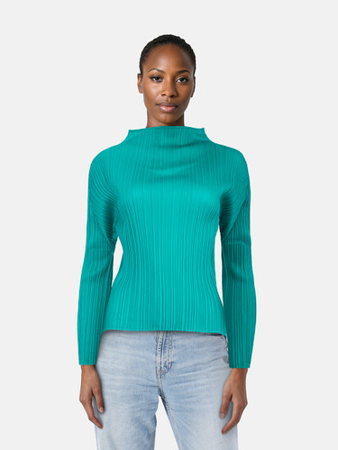 Issey Miyake Turquoise Pleats Please Ribbed Top