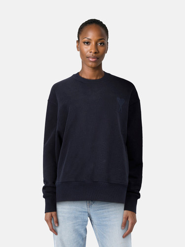 AMI Navy Logo Embroidered Sweatshirt