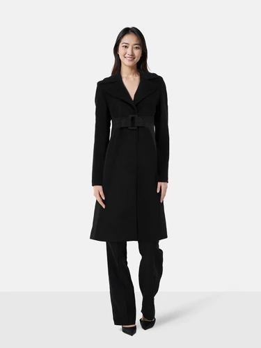 Sportmax Black Long Belted Wool Coat