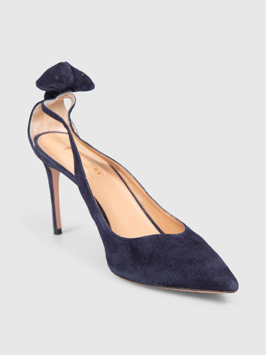 Aquazzura Navy Suede Cut Out Heels