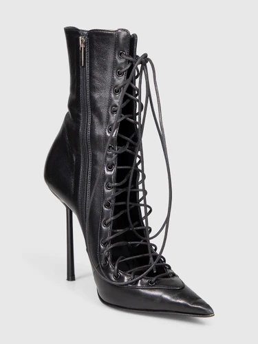 Le Silla Black Leather Lace Up Colette Boots