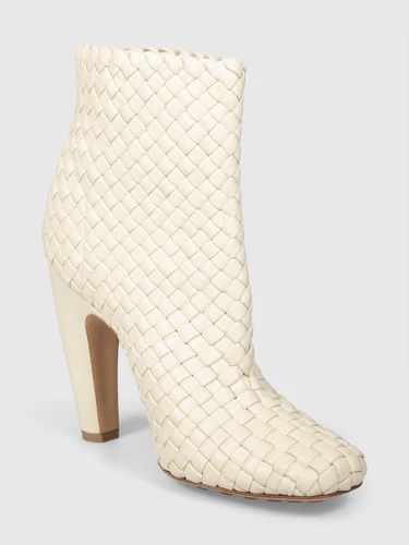 Bottega Veneta Ecru Canalazzo Leather Ankle Boots