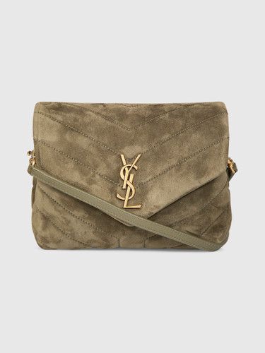 Saint Laurent Green Suede LouLou Crossbody Bag