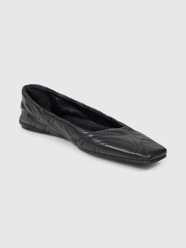 Totême Black Leather Quilted Ballet Flats
