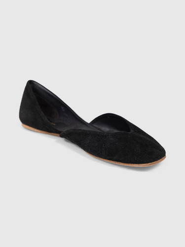 The Row Black Gemma Suede Ballet Flats