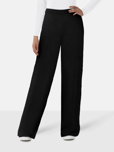 Totême Black Wide Leg Crochet Trousers