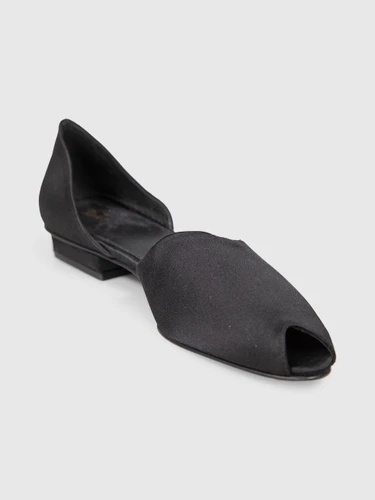 Totême Black Satin Peep Toe Flats