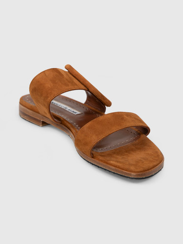 Manolo Blahnik Brown Suede Tituba Buckled Sandals
