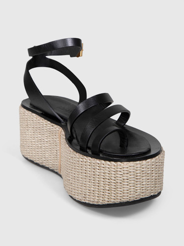 Max Mara Black Leather Platform Sandals