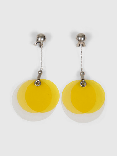 Prada Transparent Yellow Clip On Drop Earrings