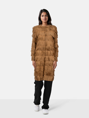 Prada Spring 2007 Brown Leather Fringe Coat