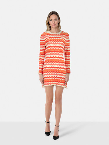 Rixo Red Retro Chevron Mylene Dress