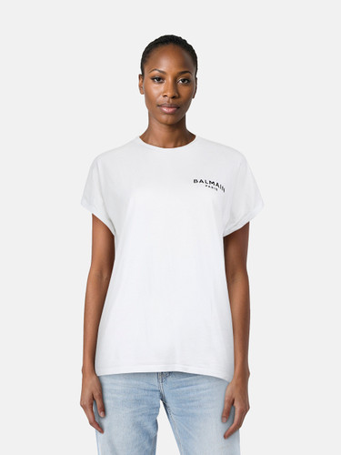 Balmain White Logo Print T-Shirt