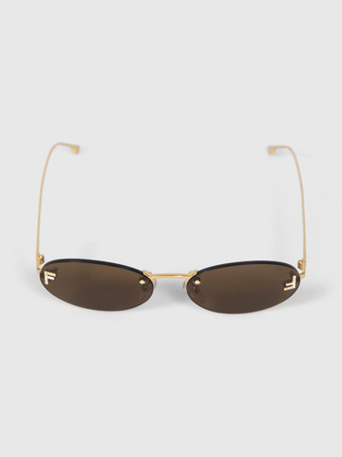 Second Hand Fendi Fendi First Crystal Gold Oval Sunglasses