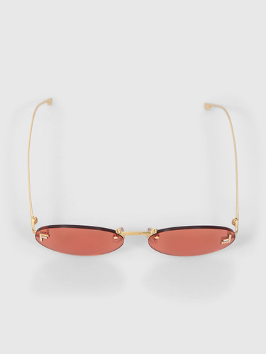 Fendi Fendi First Crystal Oval Gold Sunglasses