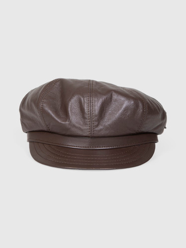 Borsalino  Brown Leather Baker Hat