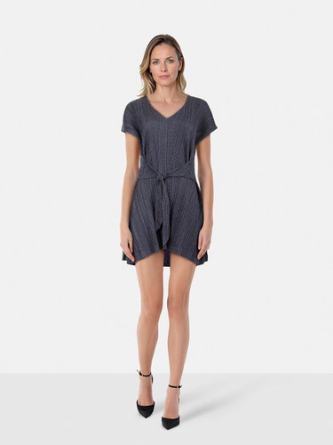 Issey Miyake Pleats Please Navy Belted Dress