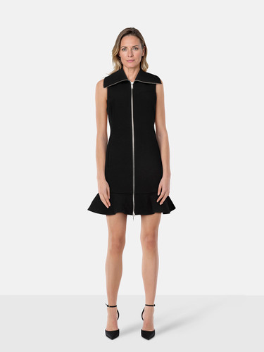 Ganni Black Zip Up Mini Dress