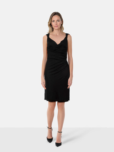 Versace Black Sleeveless Ruched Dress