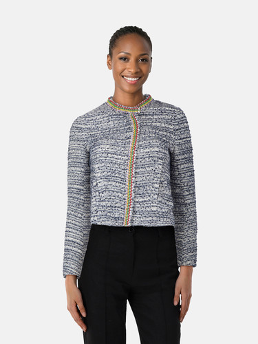 Maje Blue Beaded Trim Blazer