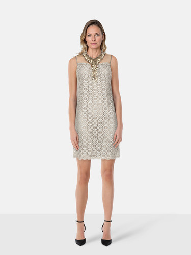 Anna Sui Grey Lace Embellished Mini Dress