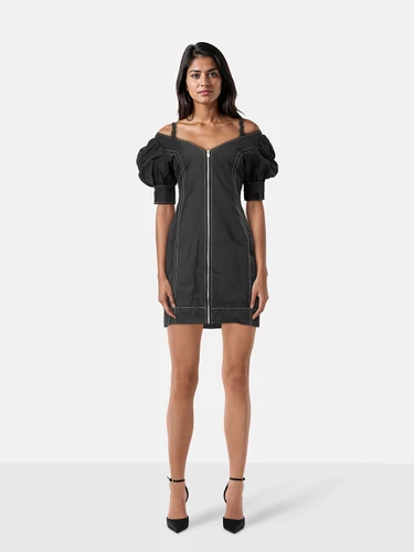Ganni Black Cold Shoulder Dress